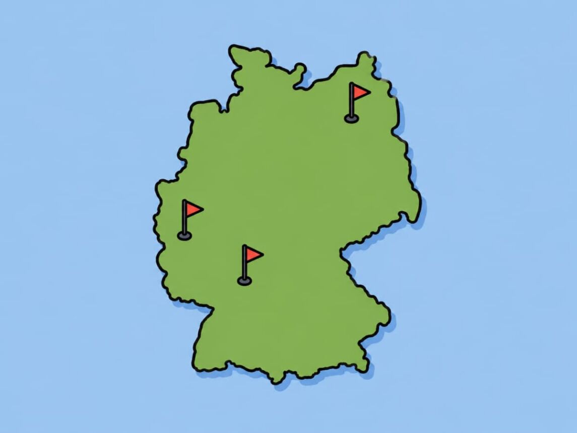 Deutschlandkarte Rechenzentren (angedeutet)
